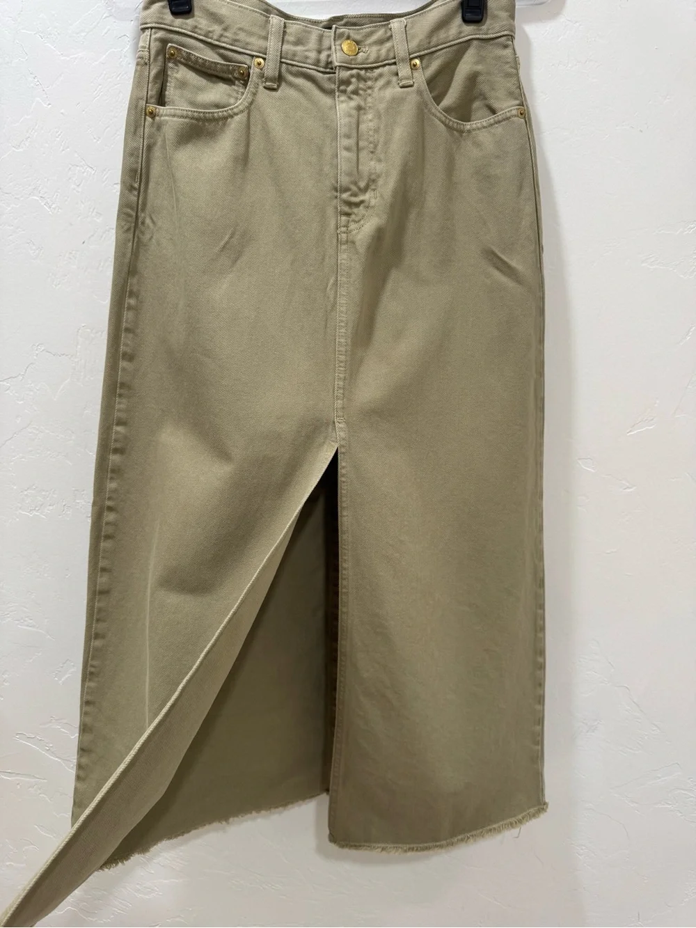 J. Crew Classic Denim Maxi Skirt in Khaki Women's 27 BZ160 Utilitarian